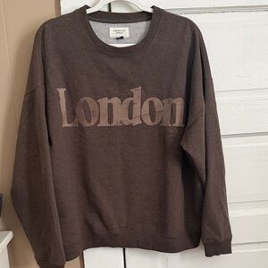 American Eagle Outfitters Brown Crewneck Sweatshirt with Label